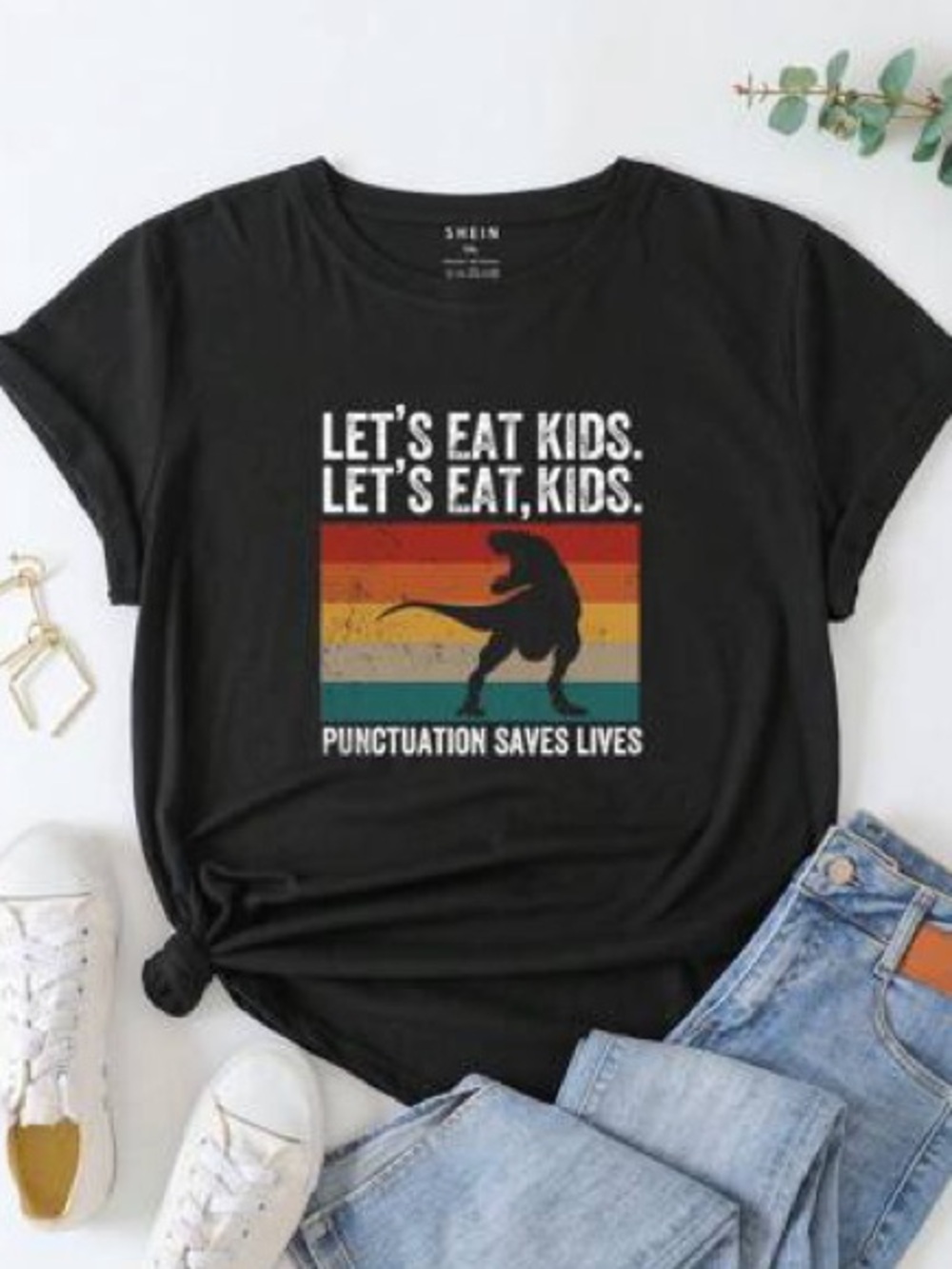 SHEIN | Black Dino Graphic T-Shirt